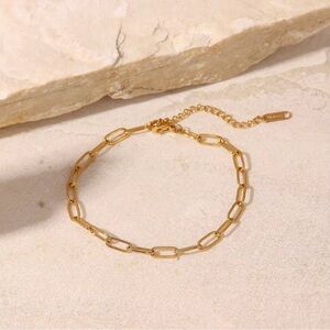 18K Gold Plated Dainty Paperclip Chain Bracelet